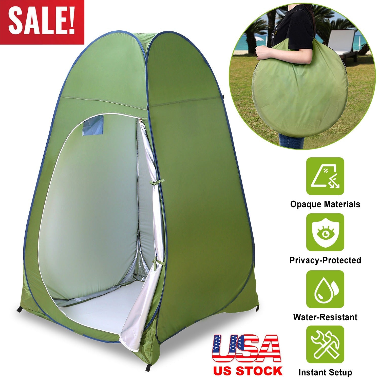 1Person Outdoor Pop Up Toilet Tent Portable Changing Clothes Room Shower Tent Camping Shelter Privacy Tent w/ Carry Bag